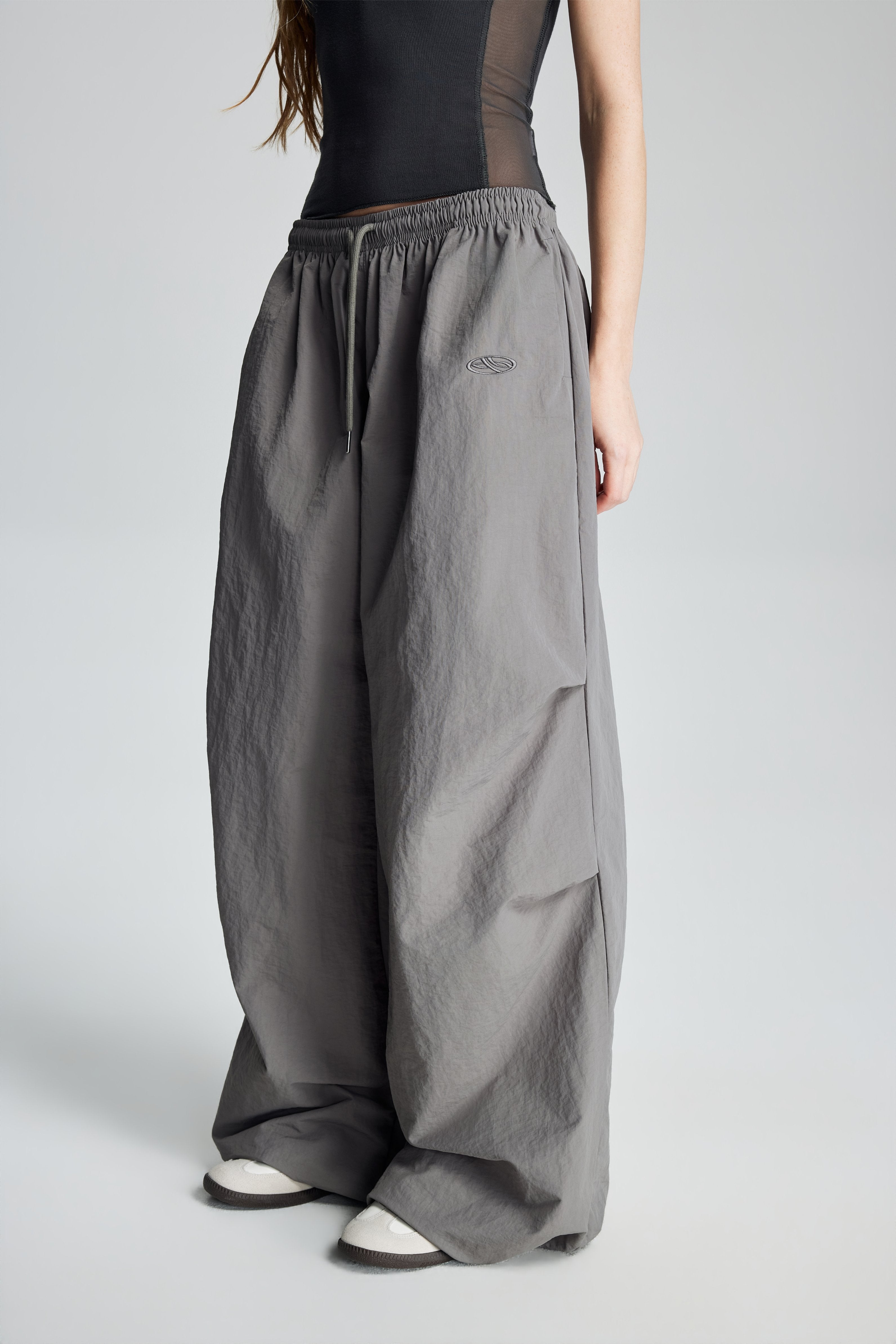 Parachute Drawstring Cargo Pants (Cool Grey)