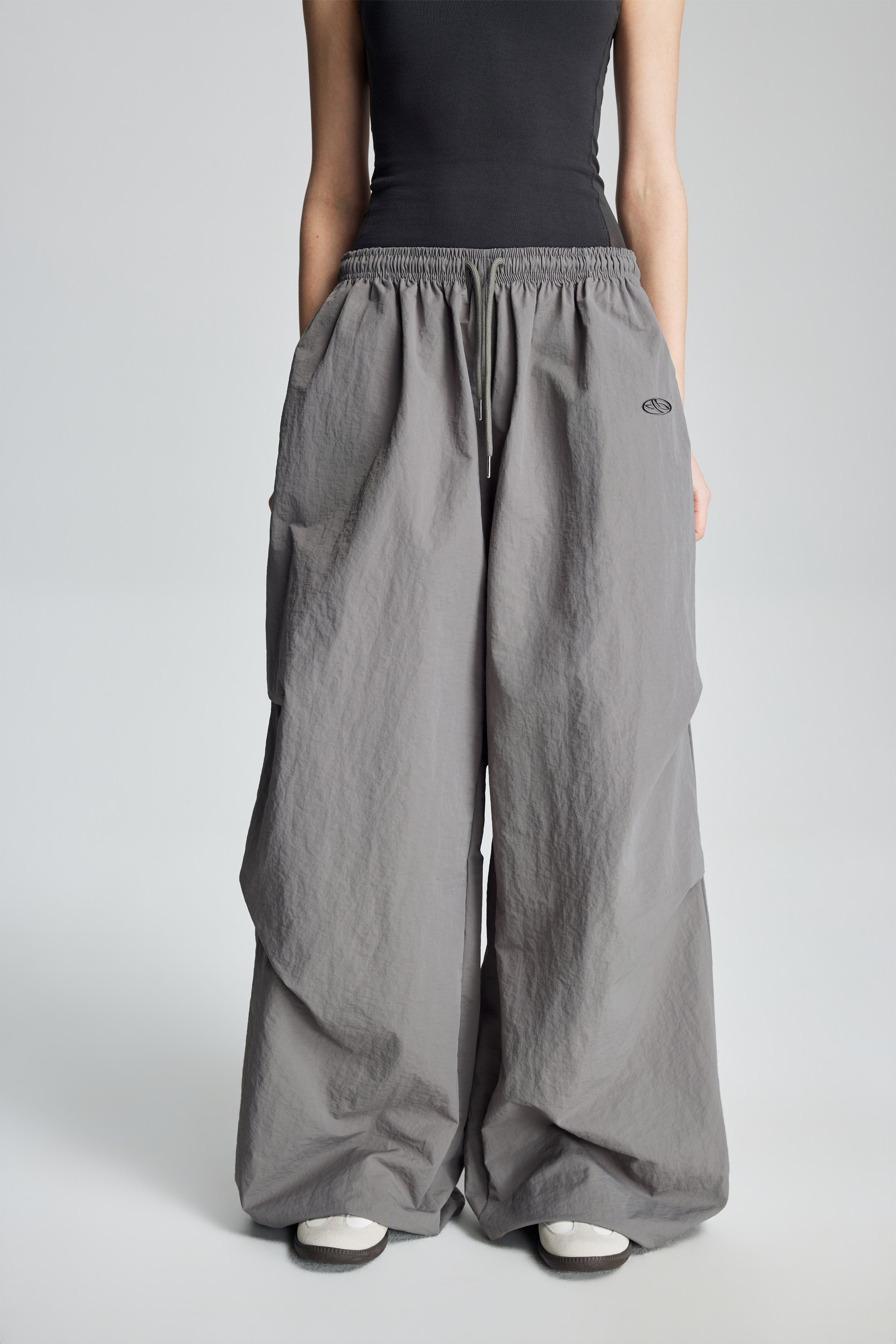 Parachute Drawstring Cargo Pants (Cool Grey)