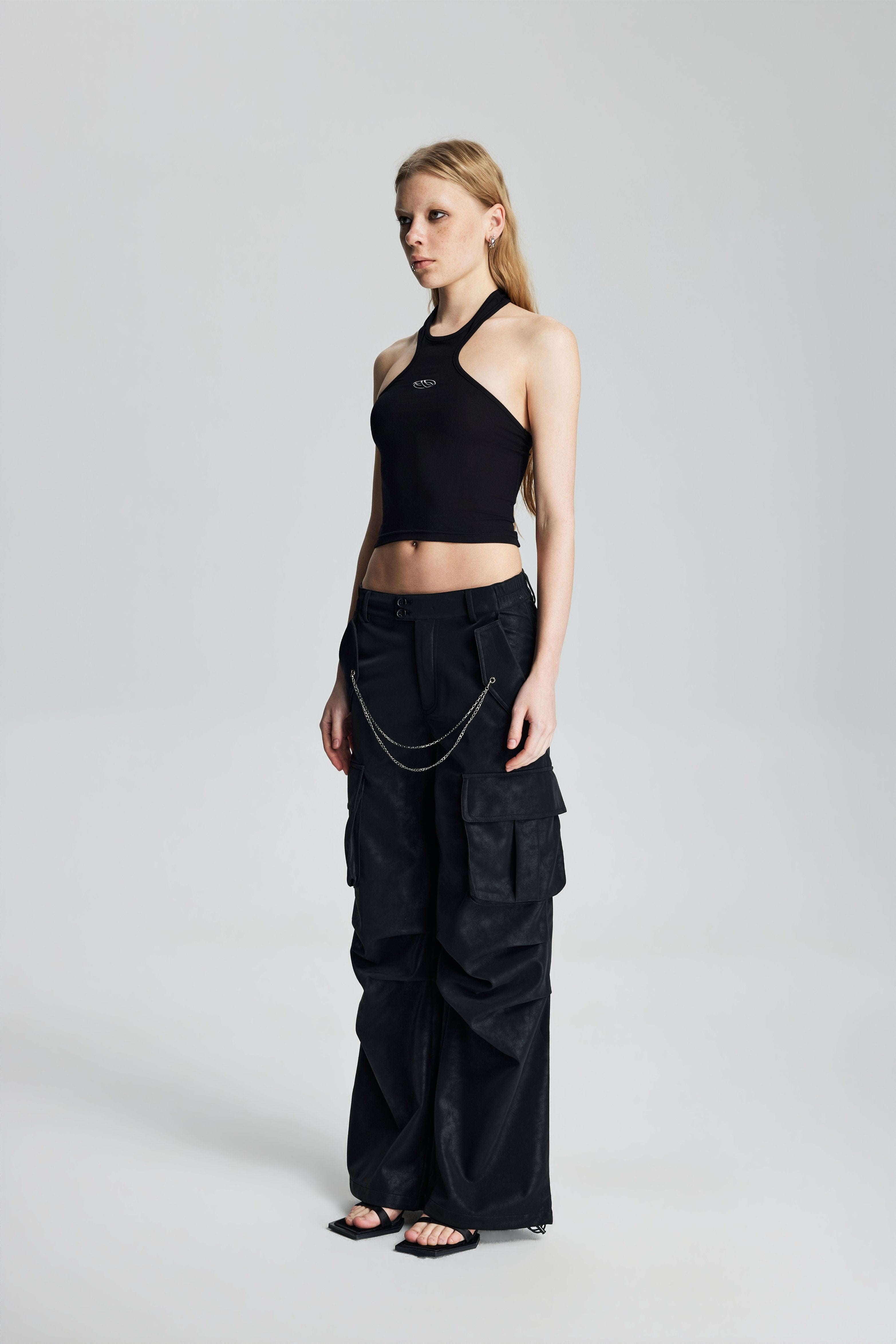 Faux Leather Cargo Pants