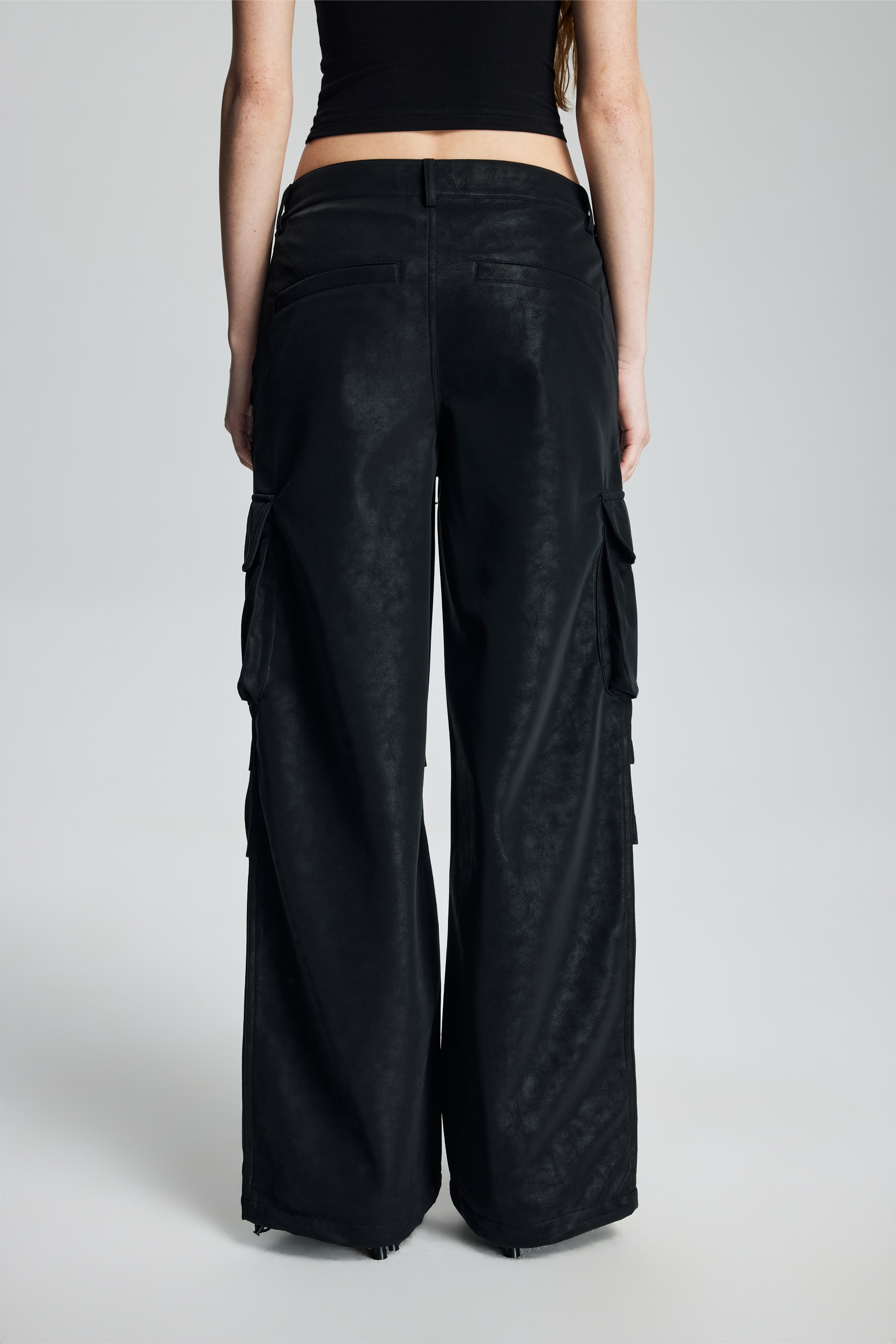 Faux Leather Cargo Pants