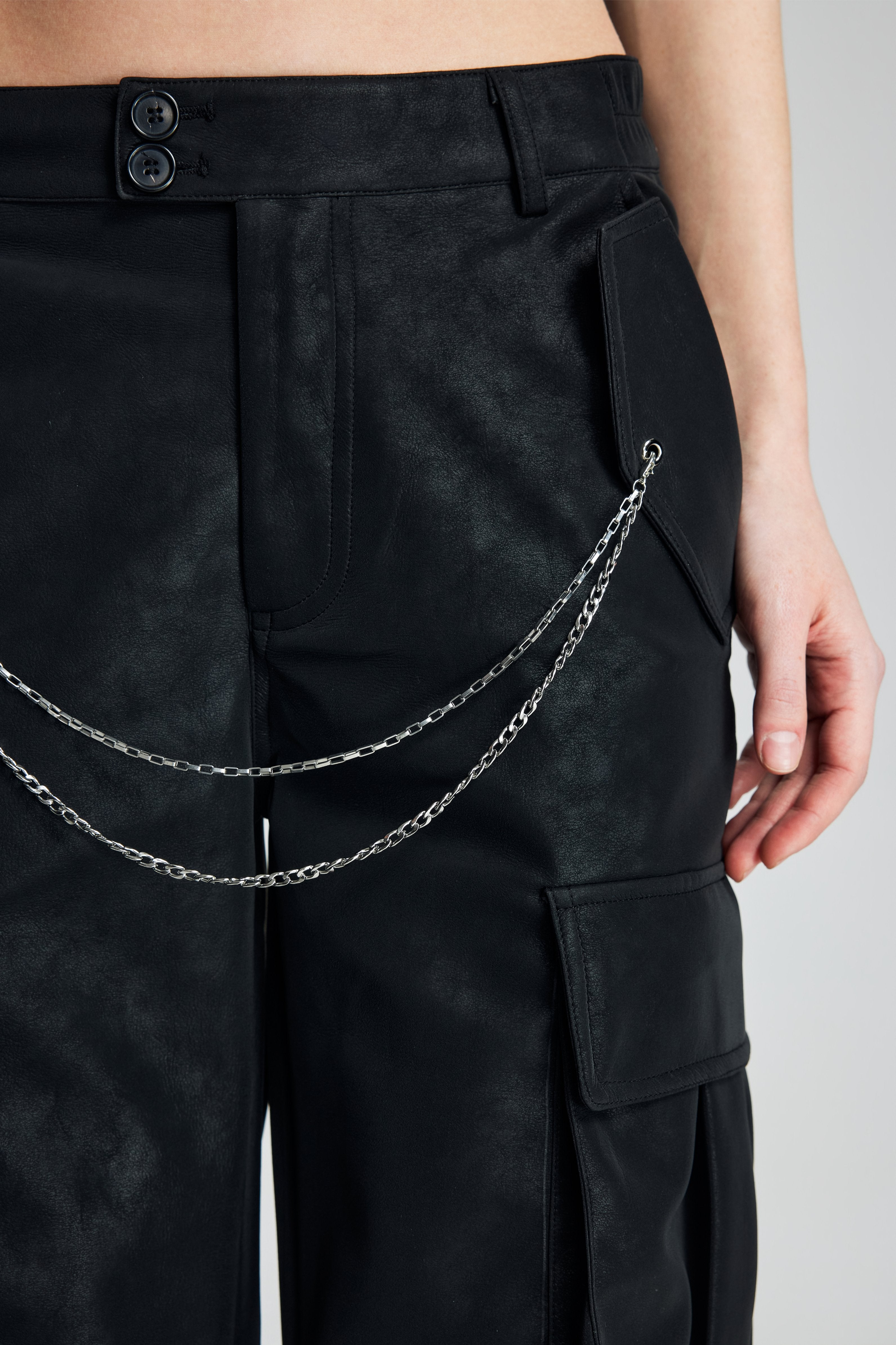 Faux Leather Cargo Pants