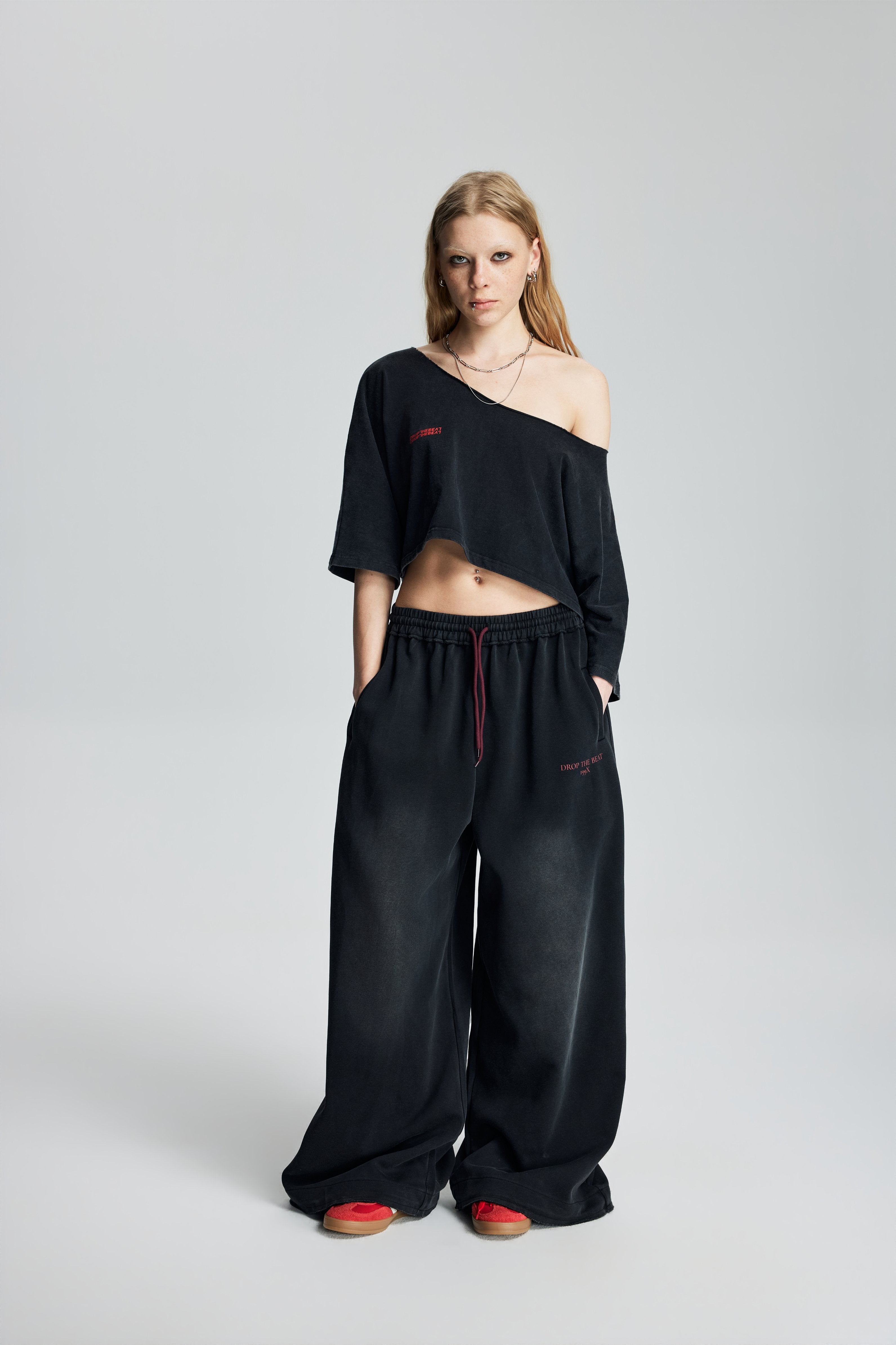 Washed Drop Shoulder Cropped Tee