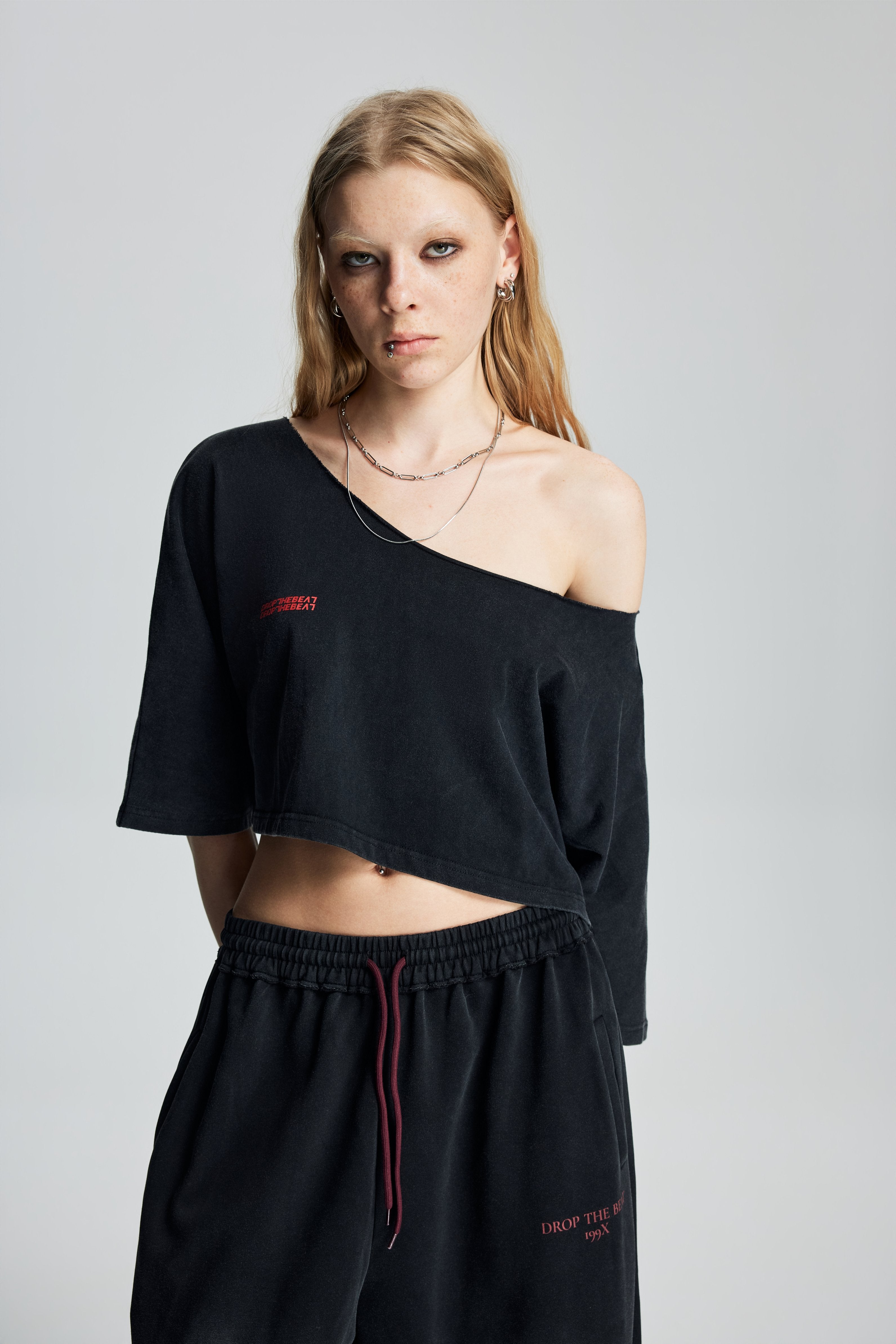 Washed Drop Shoulder Cropped Tee