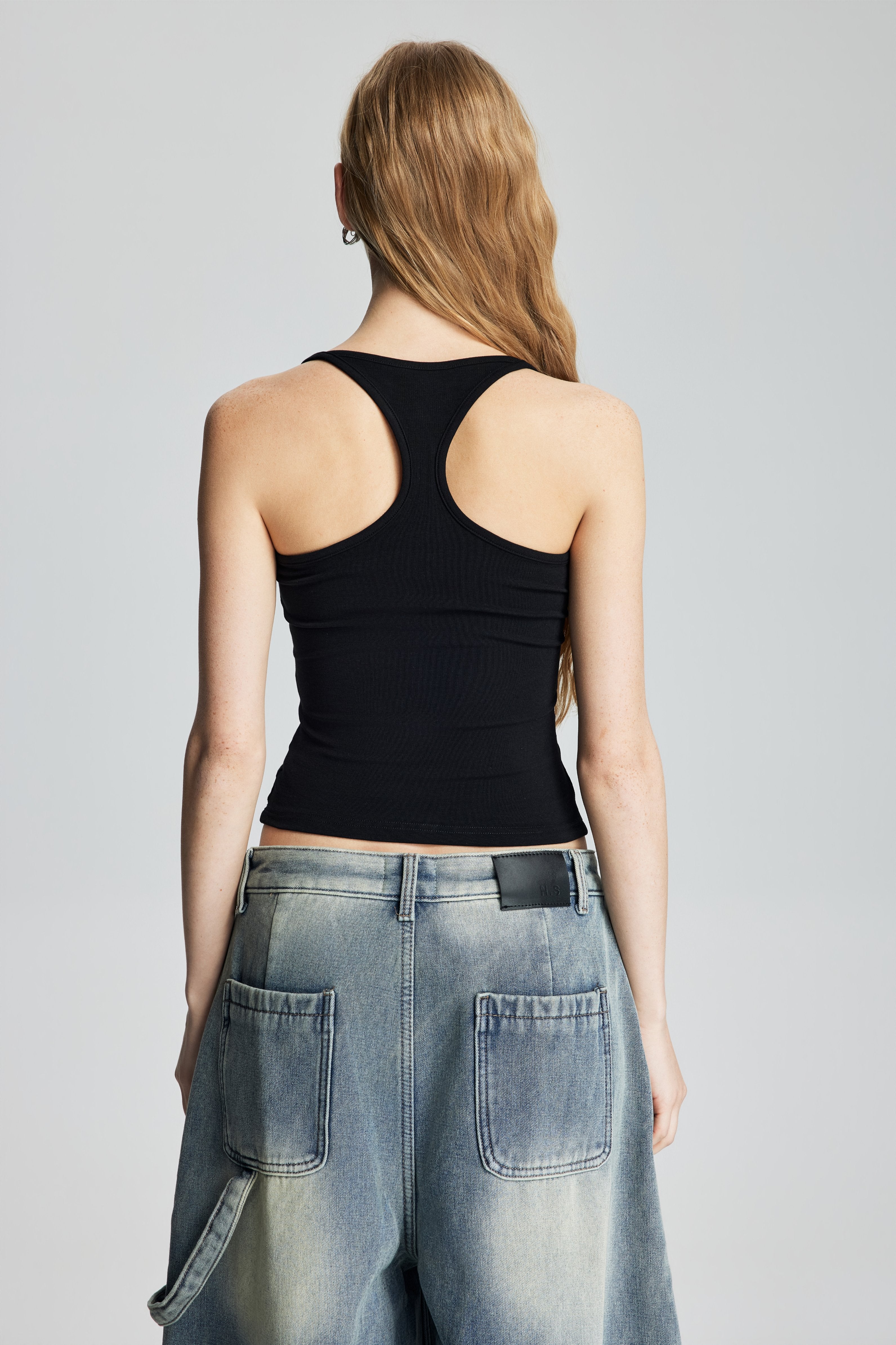 Stretch Fitted Racerback Tank Top (Black)