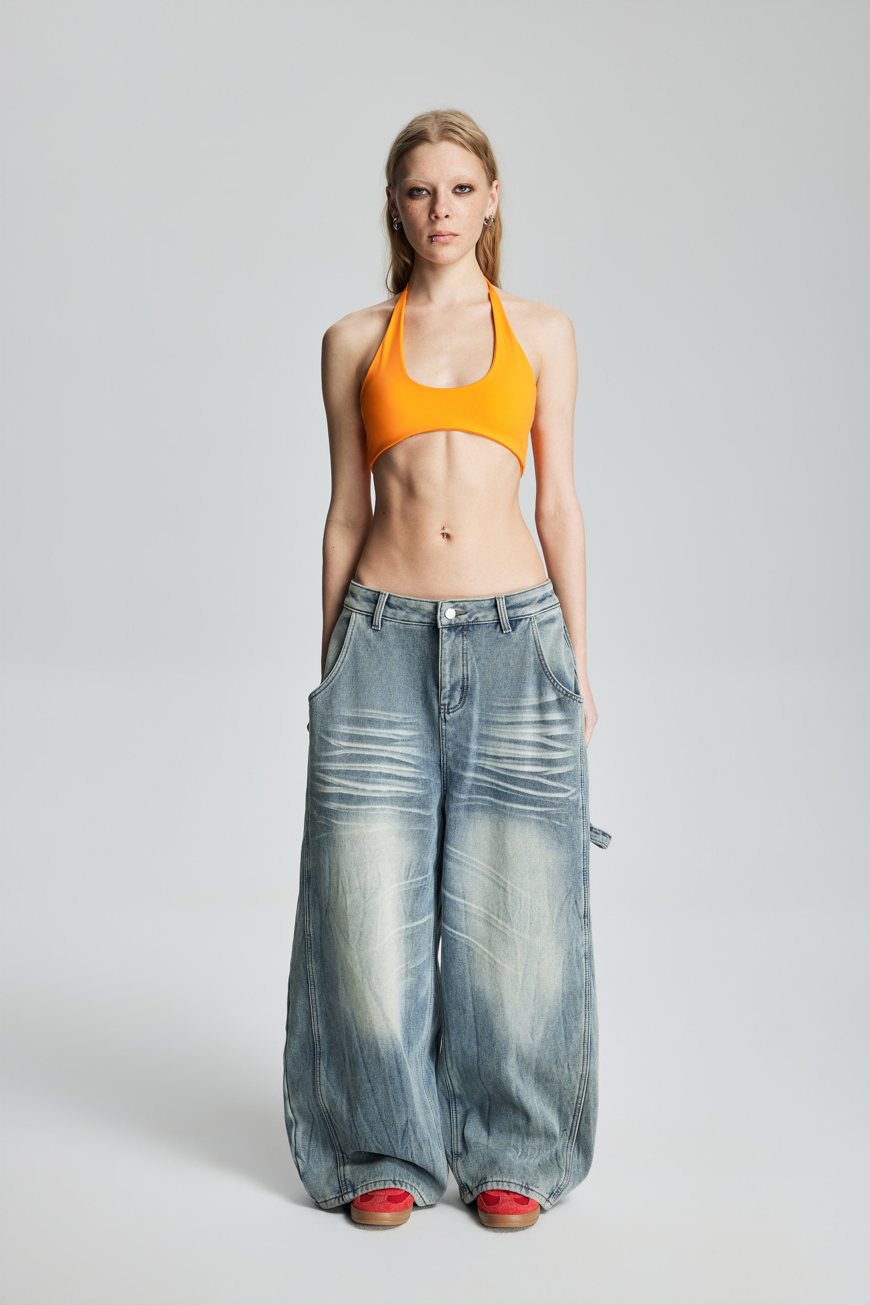 Halter Tie-Back Sports Bra (Yellow)