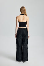 Faux Leather Cargo Pants